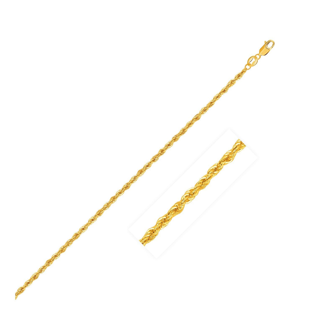 Lite Rope Chain Bracelet in 14k Yellow Gold (1.50 mm) - Coolpeacock