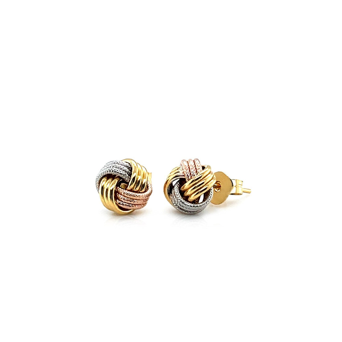 Love Knot Post Earrings in 14k Tri Color Gold - Coolpeacock