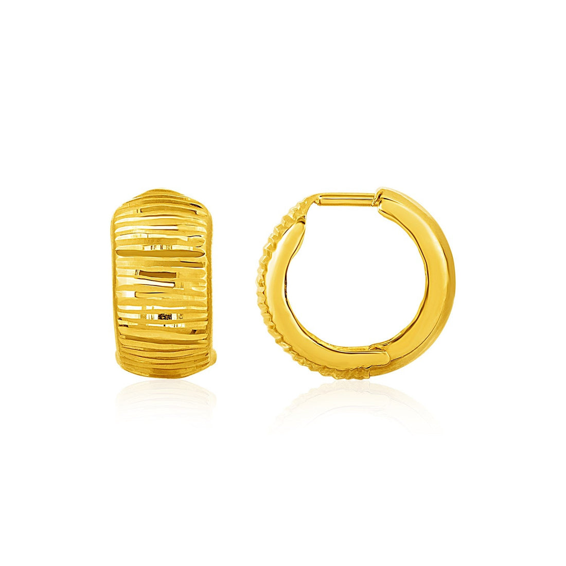 Reversible Textured and Smooth Snuggable Earrings in 10k Yellow Gold - Coolpeacock