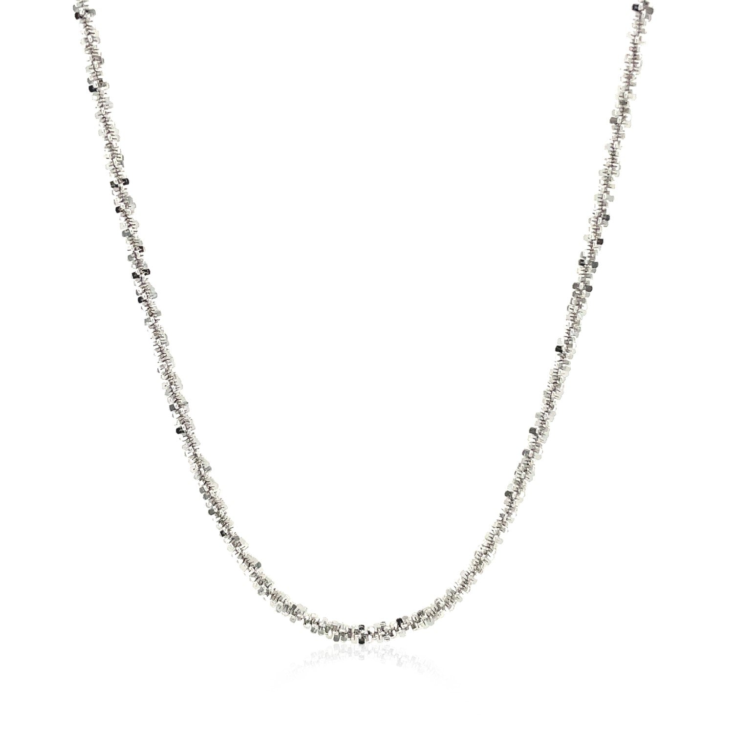 Rhodium Plated 2.2mm Sterling Silver Sparkle Style Chain (2.20 mm) - Coolpeacock