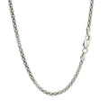 Rhodium Plated 2.5mm Sterling Silver Popcorn Style Chain (2.50 mm) - Coolpeacock