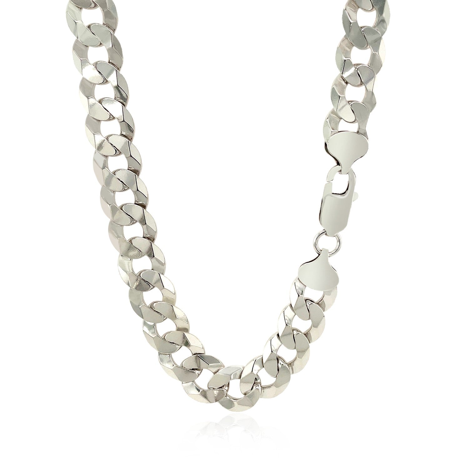 Rhodium Plated Sterling Silver Curb Style Chain (10.20 mm) - Coolpeacock