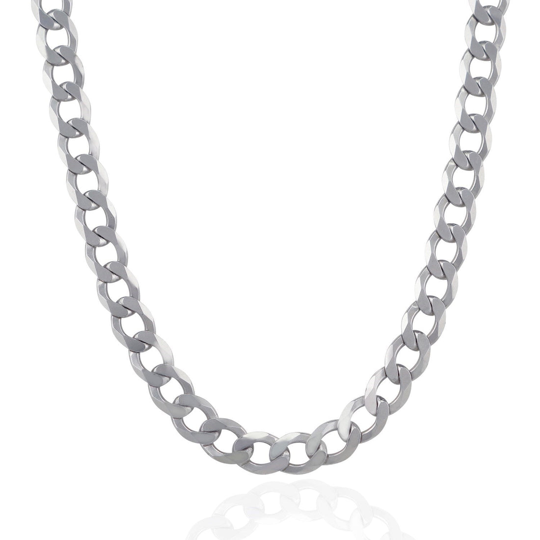 Rhodium Plated Sterling Silver Curb Style Chain (11.60 mm) - Coolpeacock