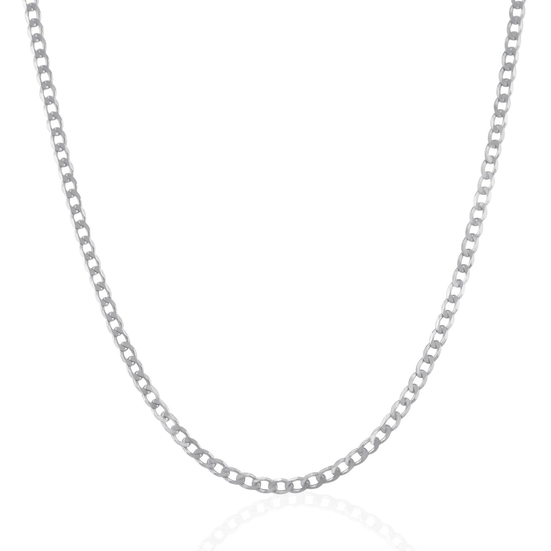 Rhodium Plated Sterling Silver Curb Style Chain (3.00 mm) - Coolpeacock