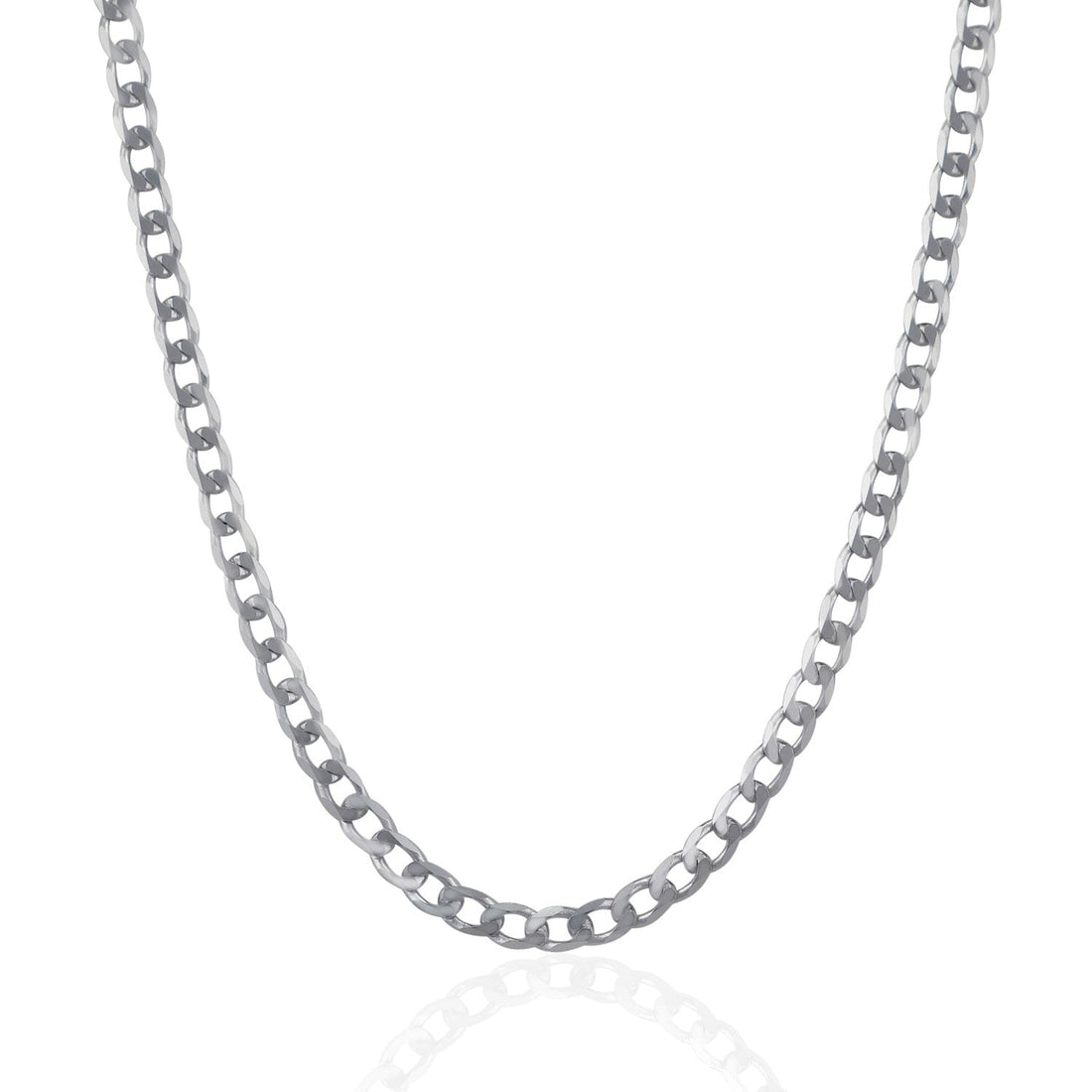 Rhodium Plated Sterling Silver Curb Style Chain (4.70 mm) - Coolpeacock