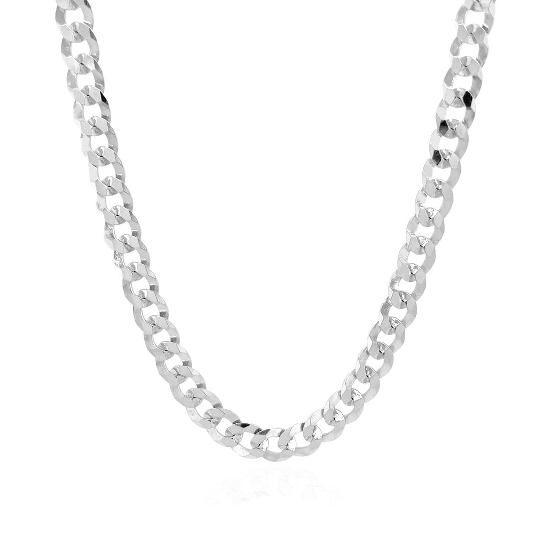 Rhodium Plated Sterling Silver Curb Style Chain (5.50 mm) - Coolpeacock