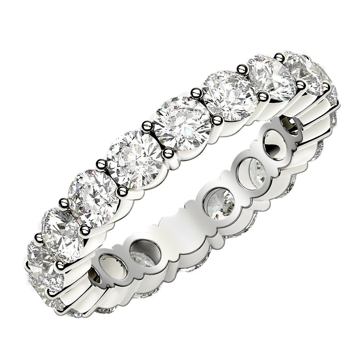 Round Cut Lab Grown Diamond Eternity Ring in 14k White Gold (2 cttw FG/VS2) - Coolpeacock