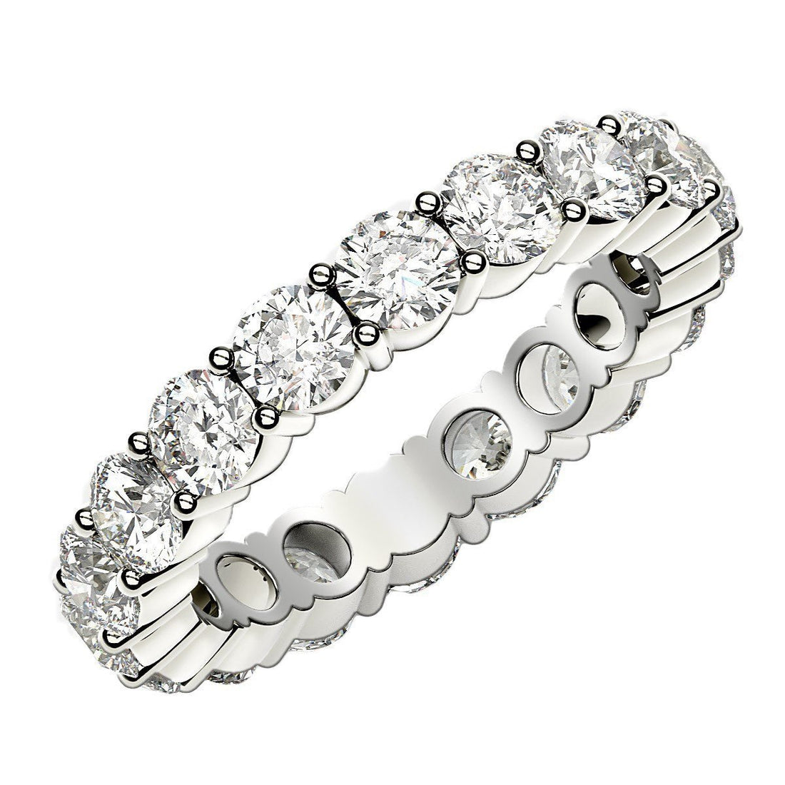 Round Cut Lab Grown Diamond Eternity Ring in 14k White Gold (2 cttw FG/VS2) - Coolpeacock