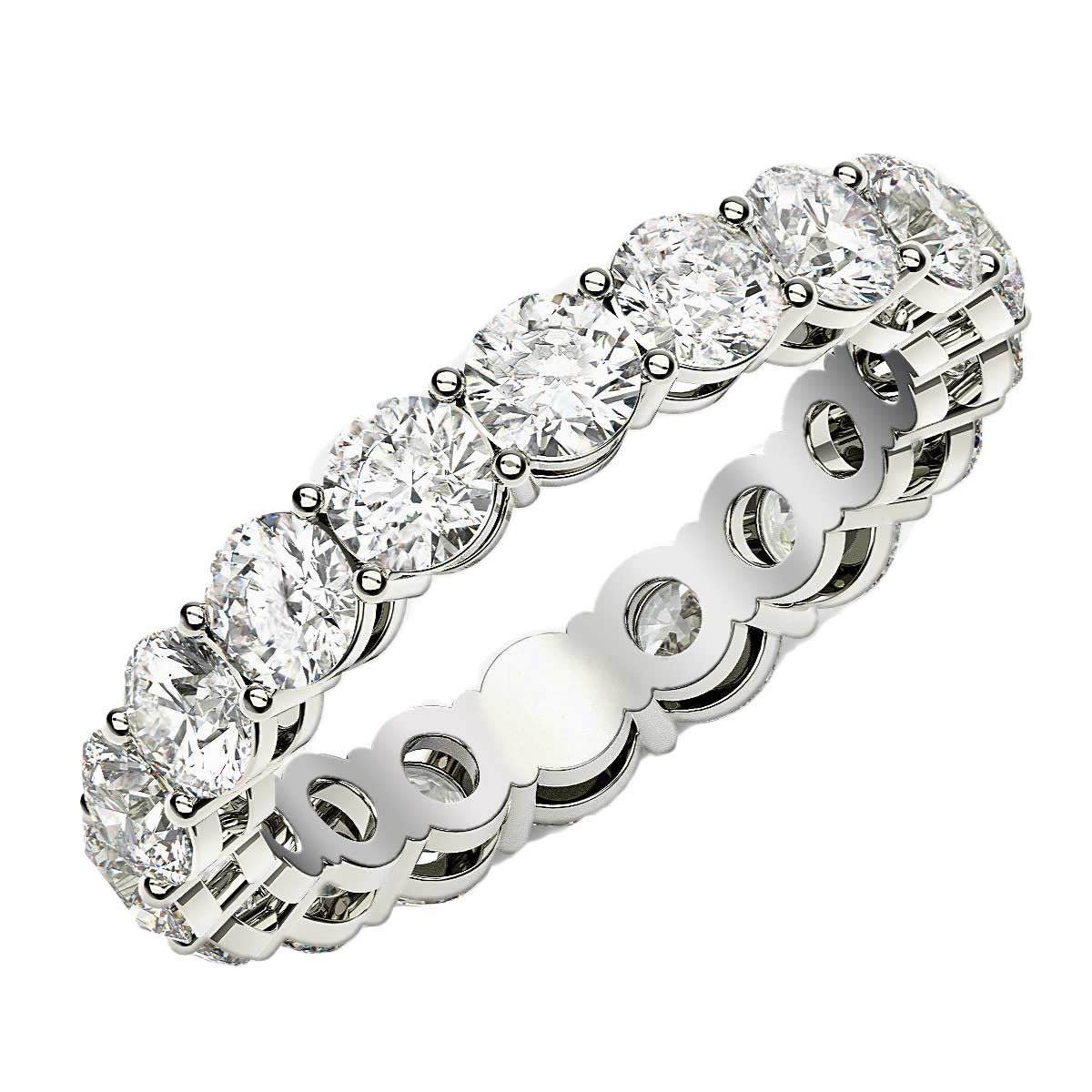 Round Cut Lab Grown Diamond Eternity Ring in 14k White Gold (2 cttw FG/VS2) - Coolpeacock