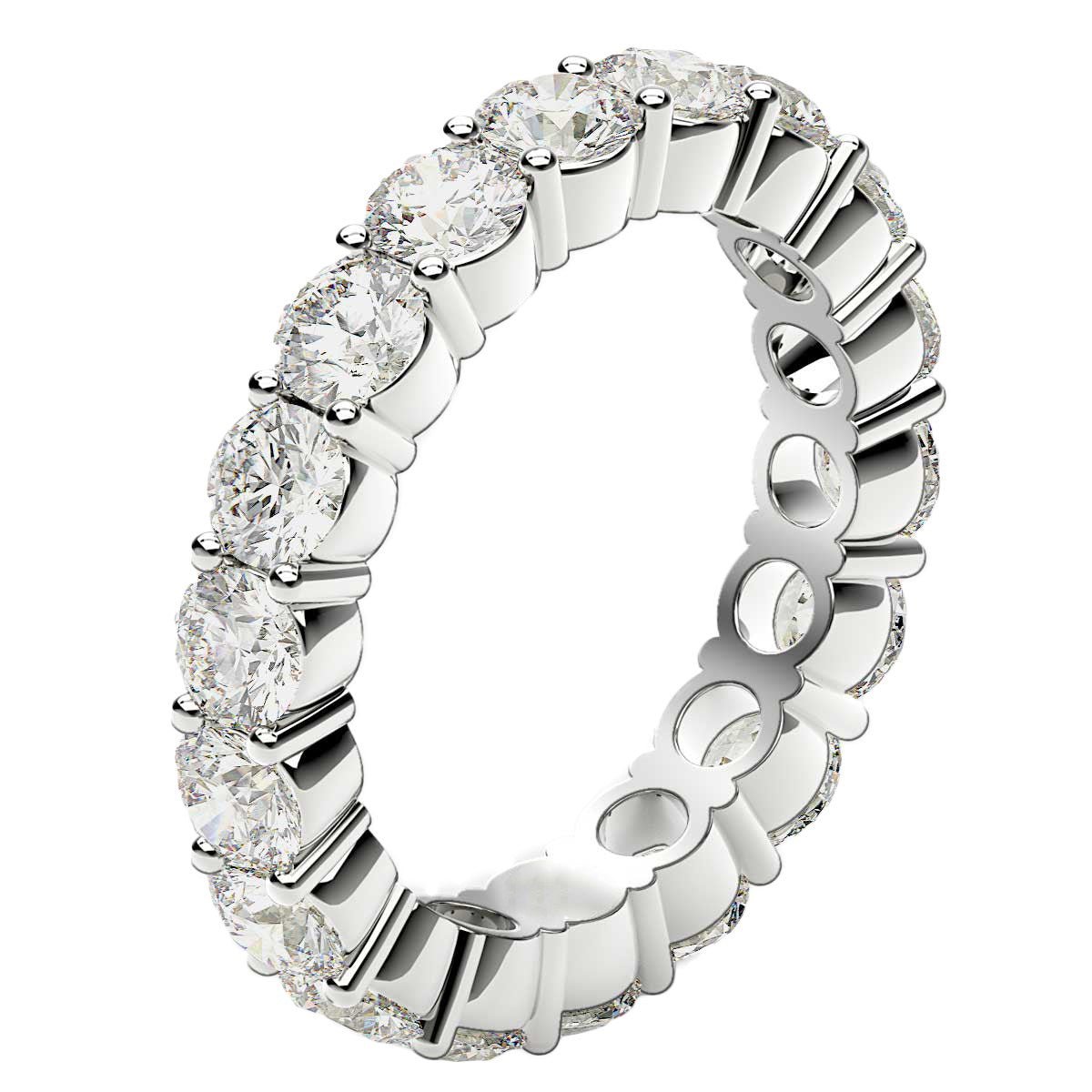Round Cut Lab Grown Diamond Eternity Ring in 14k White Gold (2 cttw FG/VS2) - Coolpeacock