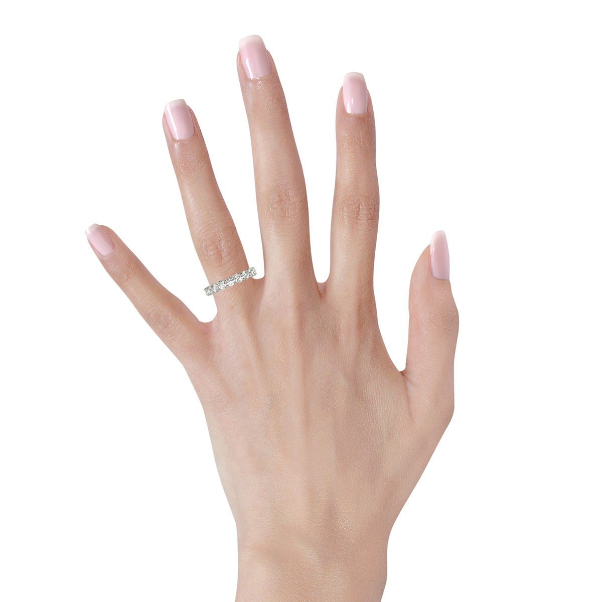 Round Cut Lab Grown Diamond Eternity Ring in 14k White Gold (2 cttw FG/VS2) - Coolpeacock
