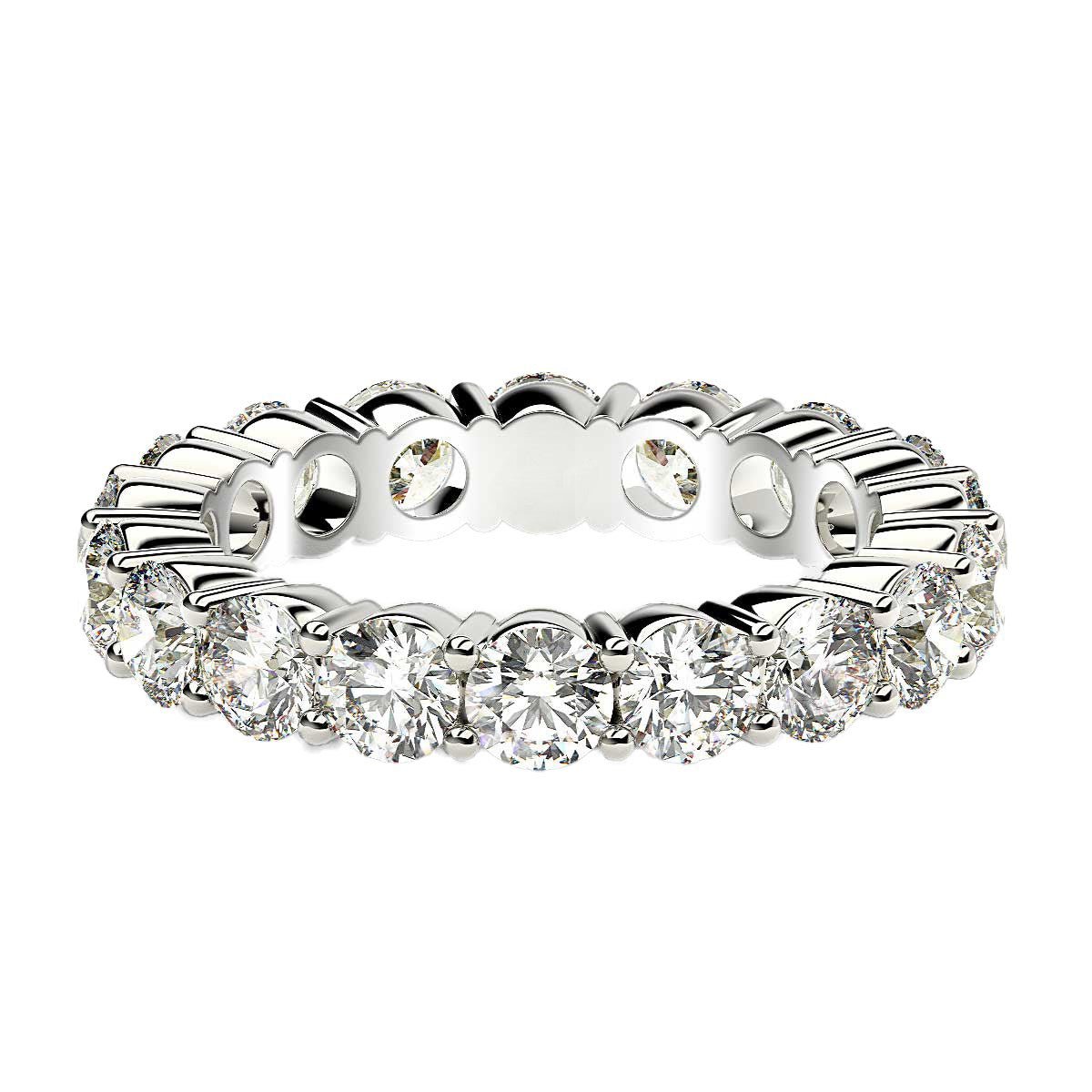 Round Cut Lab Grown Diamond Eternity Ring in 14k White Gold (2 cttw FG/VS2) - Coolpeacock