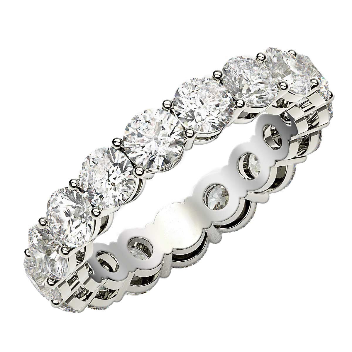 Round Cut Lab Grown Diamond Eternity Ring in 14k White Gold (3 cttw FG/VS2) - Coolpeacock