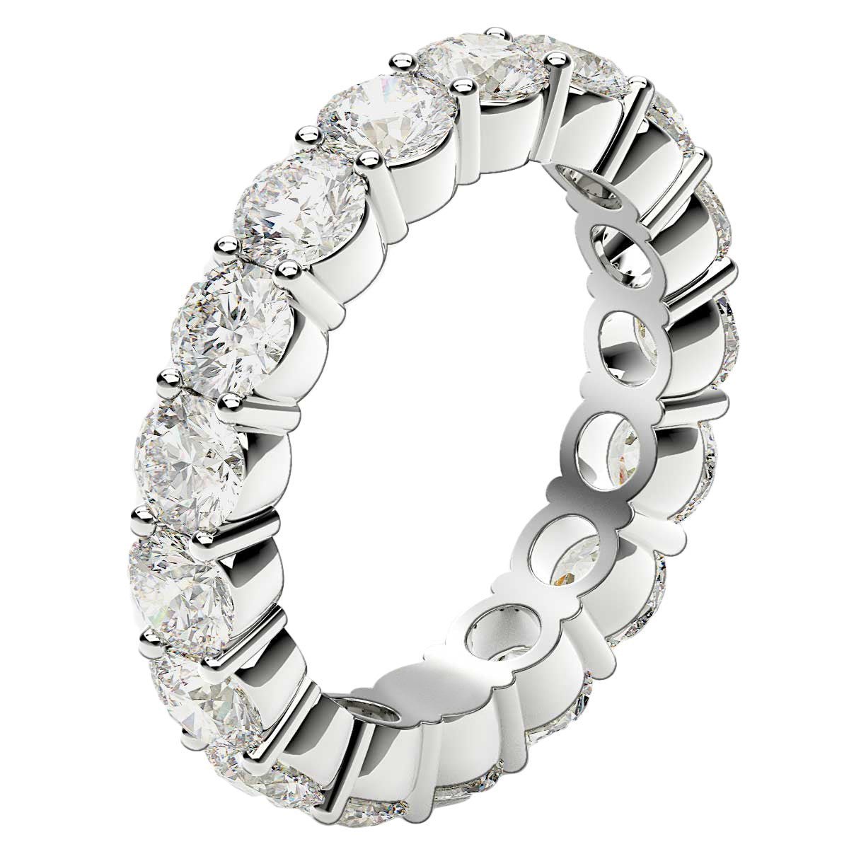 Round Cut Lab Grown Diamond Eternity Ring in 14k White Gold (3 cttw FG/VS2) - Coolpeacock