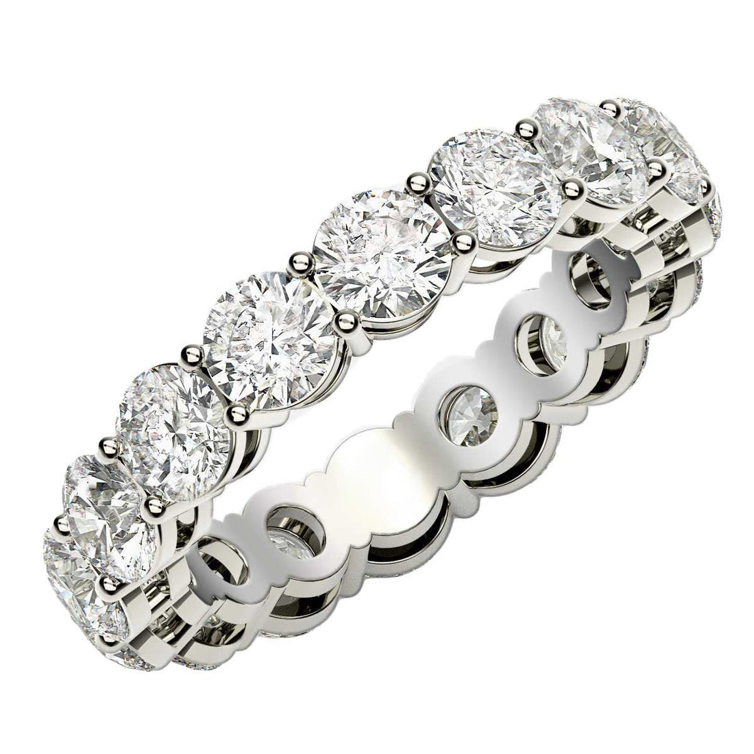 Round Cut Lab Grown Diamond Eternity Ring in 14k White Gold (4 cttw FG/VS2) - Coolpeacock