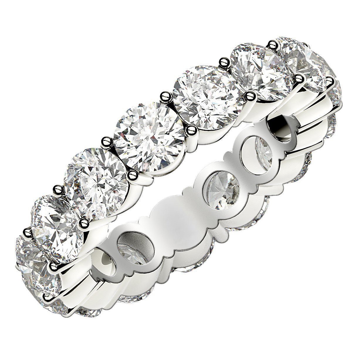 Round Cut Lab Grown Diamond Eternity Ring in 14k White Gold (5 cttw FG/VS2) - Coolpeacock