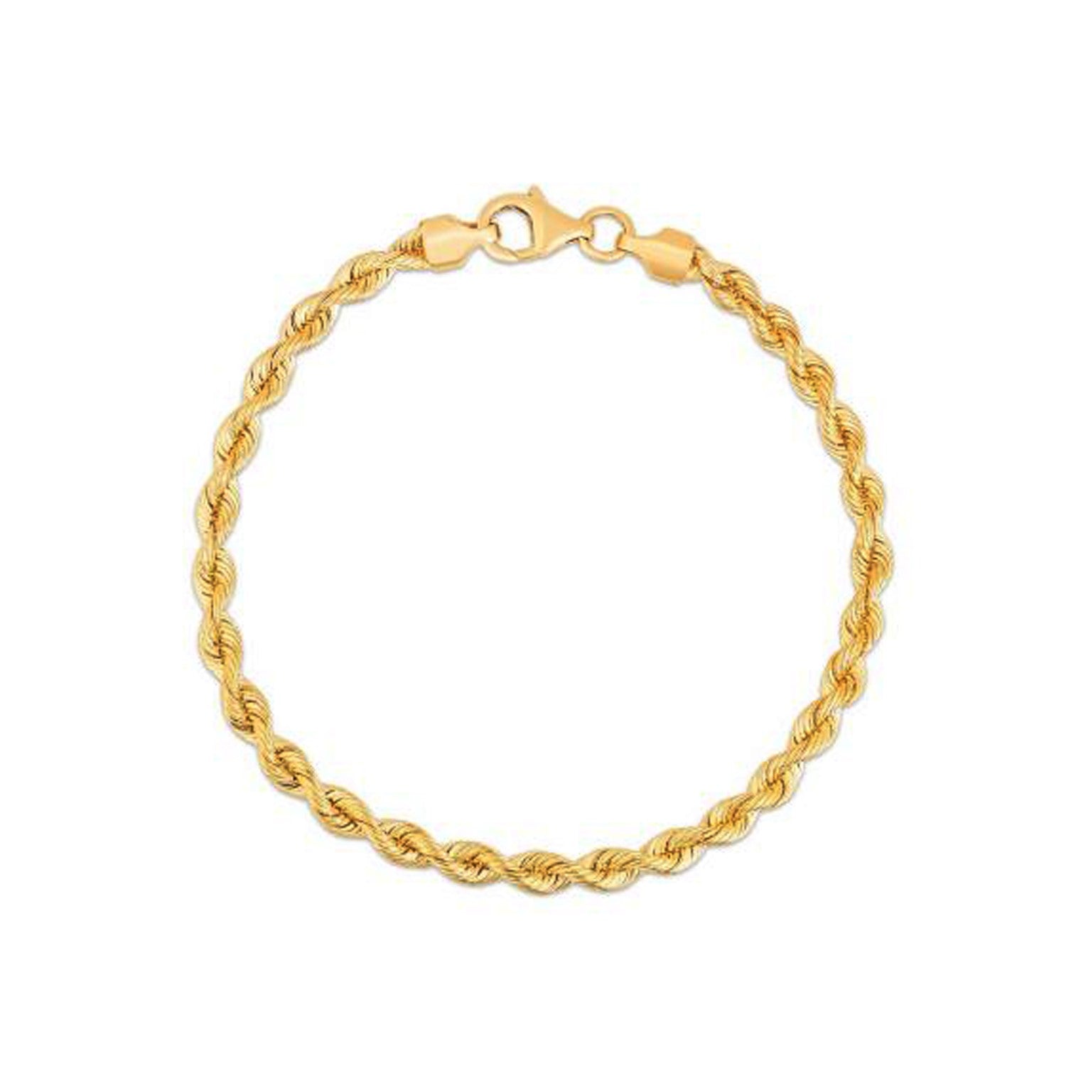 Silk Rope Chain Bracelet in 14k Yellow Gold (3.70 mm) - Coolpeacock