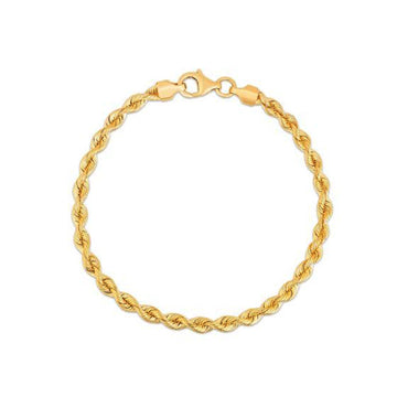 Silk Rope Chain Bracelet in 14k Yellow Gold (3.70 mm) - Coolpeacock