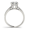 Six Prong 14k White Gold Diamond Engagement Ring with Pave Band (1 5/8 cttw) - Coolpeacock