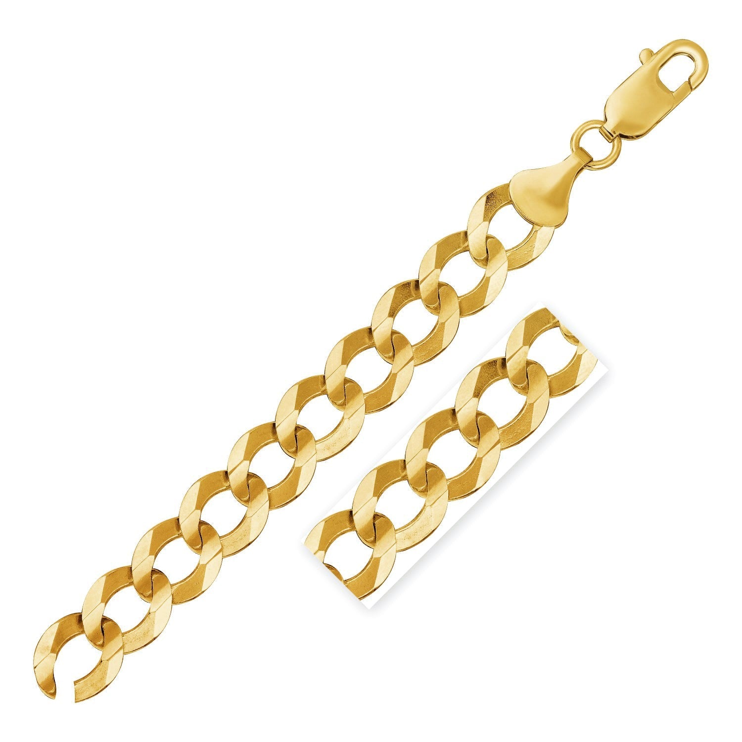 Solid Curb Chain in 14k Yellow Gold (12.18 mm) - Coolpeacock