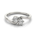 Solitaire Two Stone Diamond Ring in 14k White Gold (1/2 cttw) - Coolpeacock
