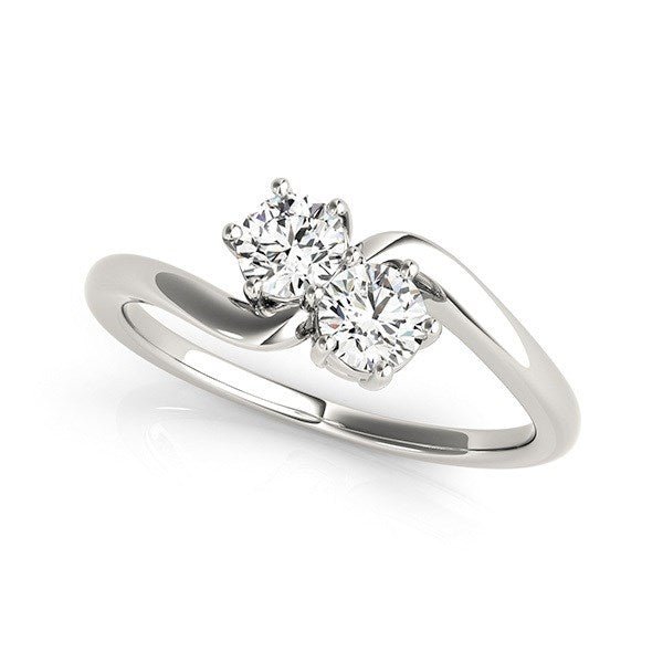 Solitaire Two Stone Diamond Ring in 14k White Gold (1/2 cttw) - Coolpeacock