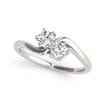 Solitaire Two Stone Diamond Ring in 14k White Gold (1/2 cttw) - Coolpeacock