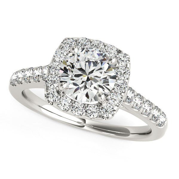 Square Shape Halo Diamond Engagement Ring in 14k White Gold (1 1/2 cttw) - Coolpeacock