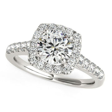 Square Shape Halo Diamond Engagement Ring in 14k White Gold (1 1/2 cttw) - Coolpeacock