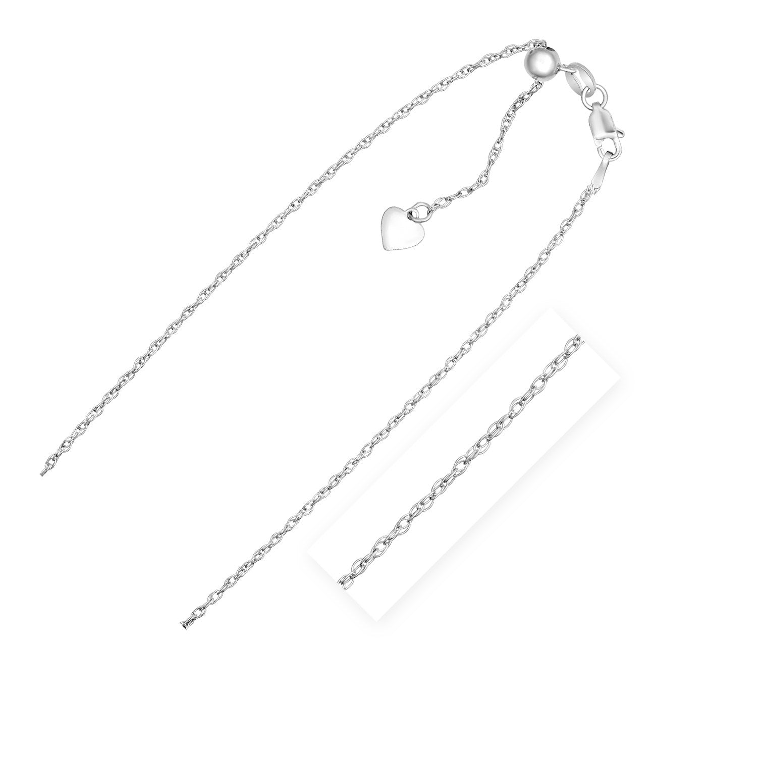 Sterling Silver 1.5mm Adjustable Rope Chain (1.50 mm) - Coolpeacock