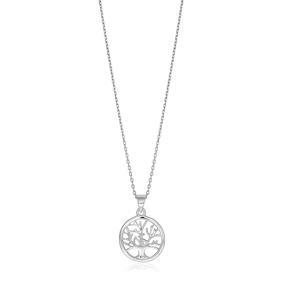 Sterling Silver inch Round Tree of Life Necklace - Coolpeacock