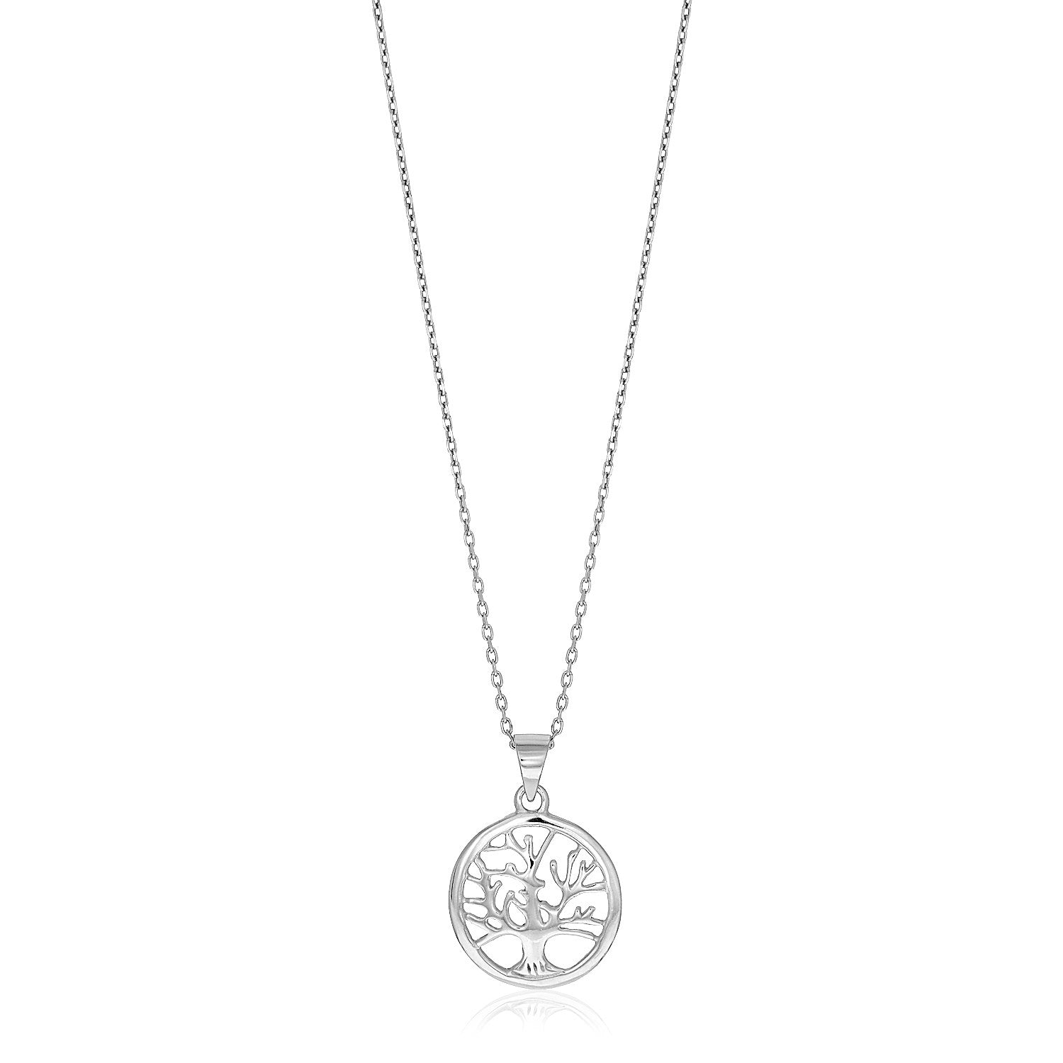 Sterling Silver inch Round Tree of Life Necklace - Coolpeacock