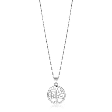 Sterling Silver inch Round Tree of Life Necklace - Coolpeacock