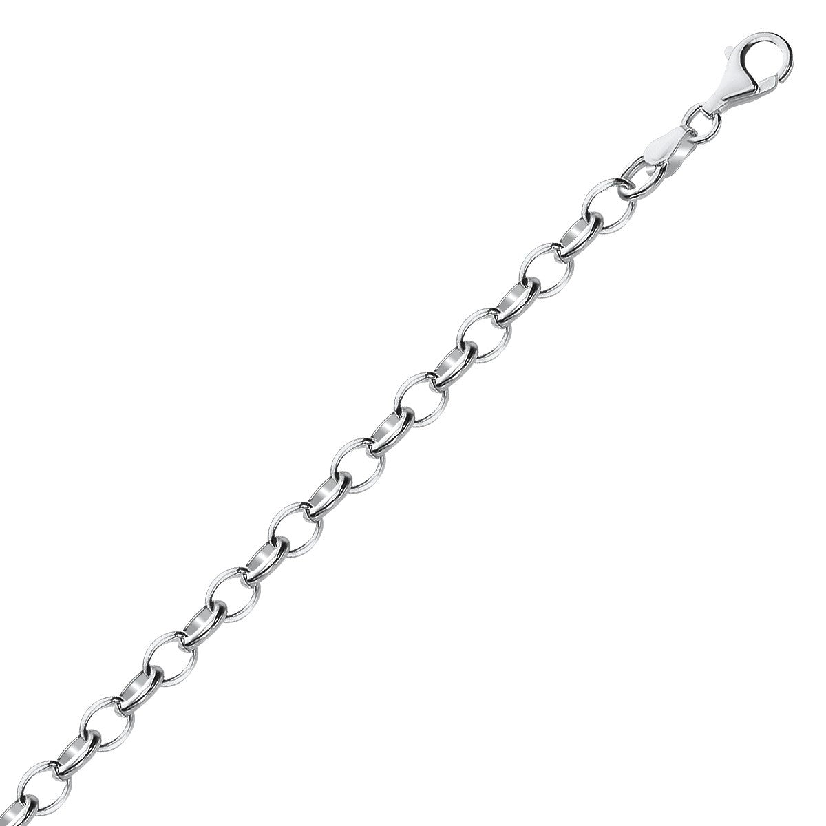 Sterling Silver Polished Charm Bracelet with Rhodium Plating (5.10 mm) - Coolpeacock