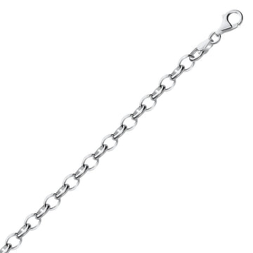 Sterling Silver Polished Charm Bracelet with Rhodium Plating (5.10 mm) - Coolpeacock