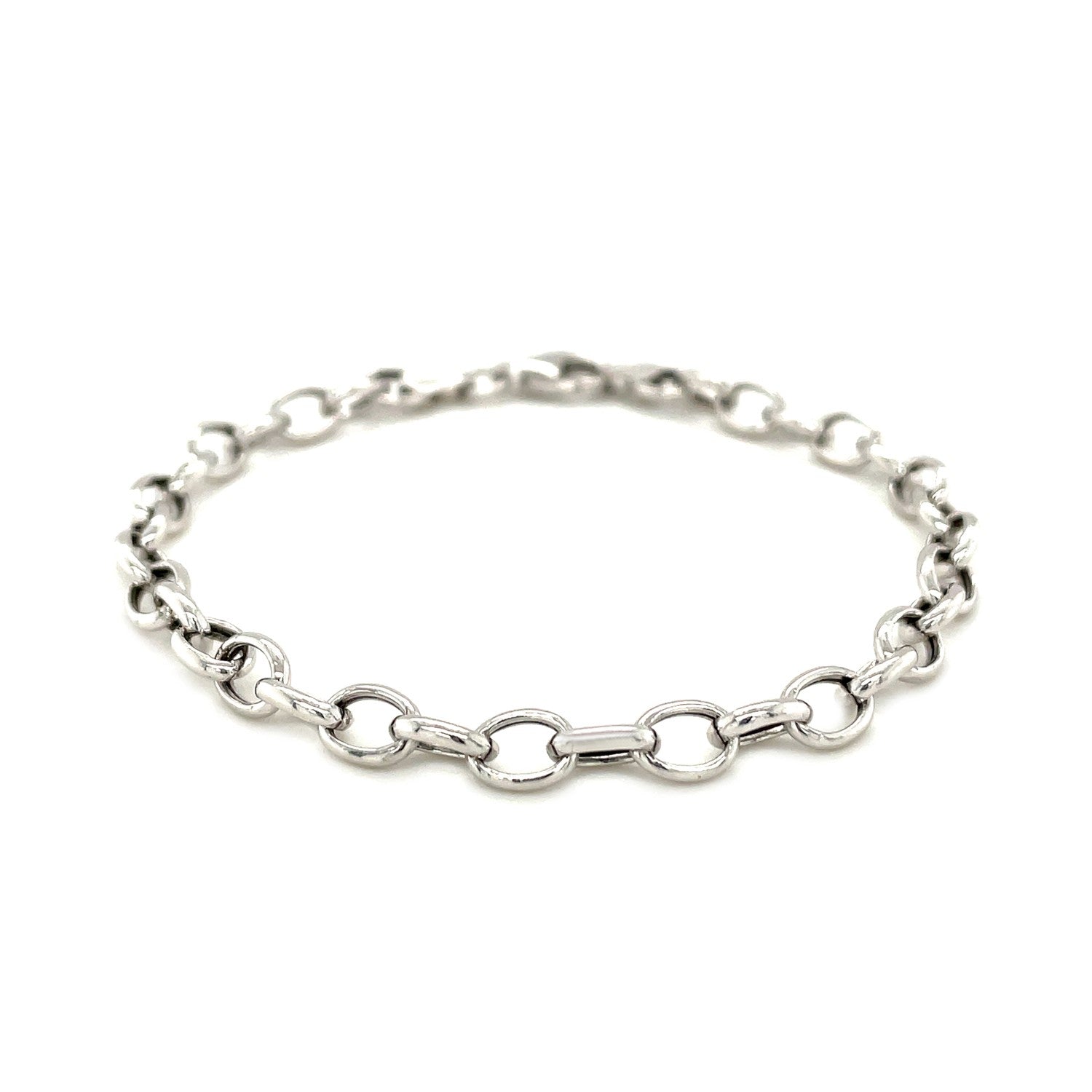 Sterling Silver Polished Charm Bracelet with Rhodium Plating (5.10 mm) - Coolpeacock