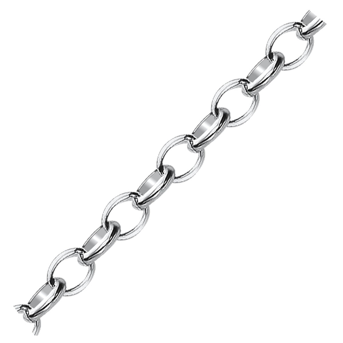 Sterling Silver Polished Charm Bracelet with Rhodium Plating (5.10 mm) - Coolpeacock