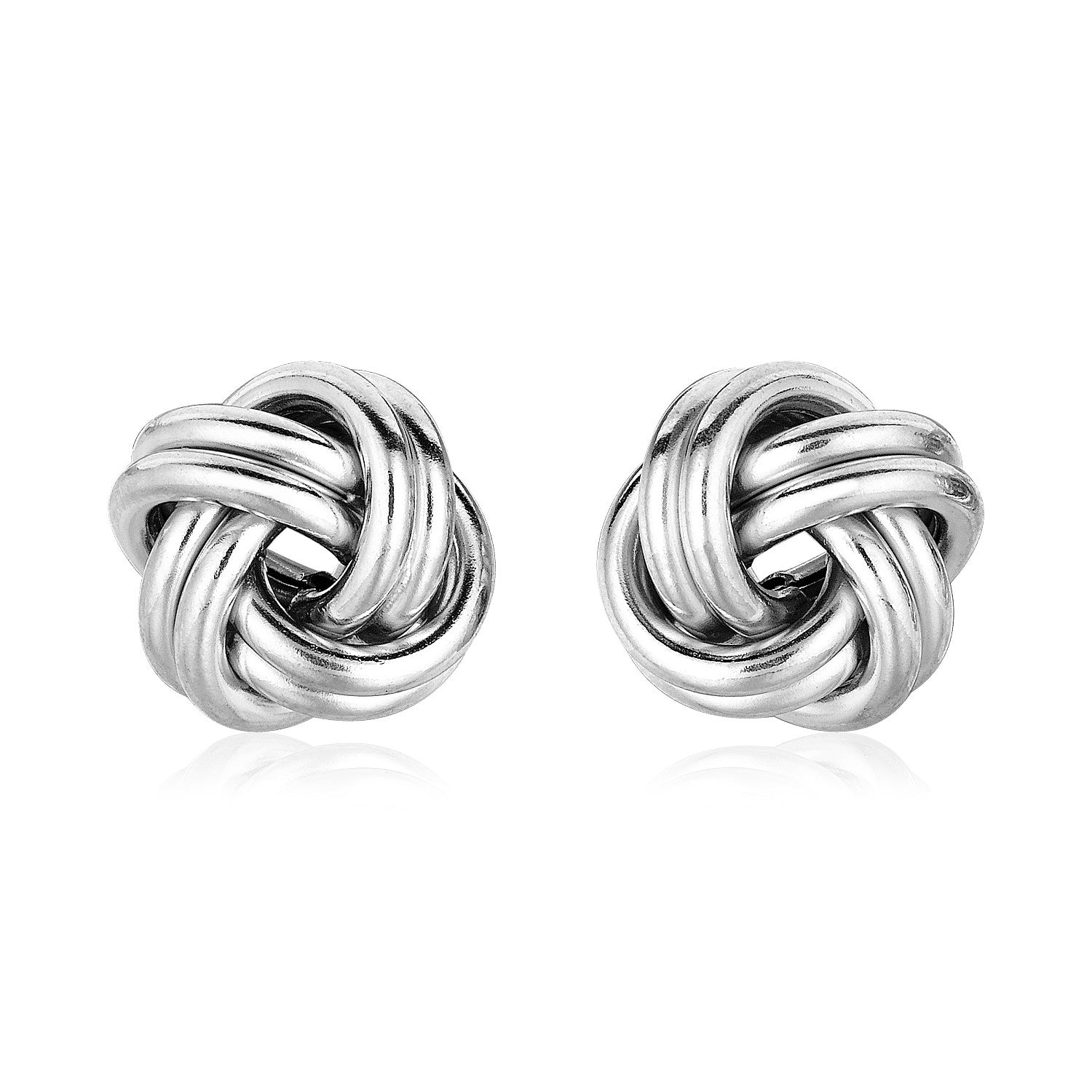 Sterling Silver Polished Two Strand Love Knot Earrings(13mm) - Coolpeacock