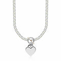 Sterling Silver Rhodium Plated Rolo Chain Necklace with a Heart Toggle Charm - Coolpeacock