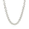 Sterling Silver Rhodium Plated Rolo Chain Necklace with a Heart Toggle Charm - Coolpeacock
