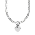 Sterling Silver Rolo Chain with a Heart Toggle Charm and Rhodium Plating - Coolpeacock