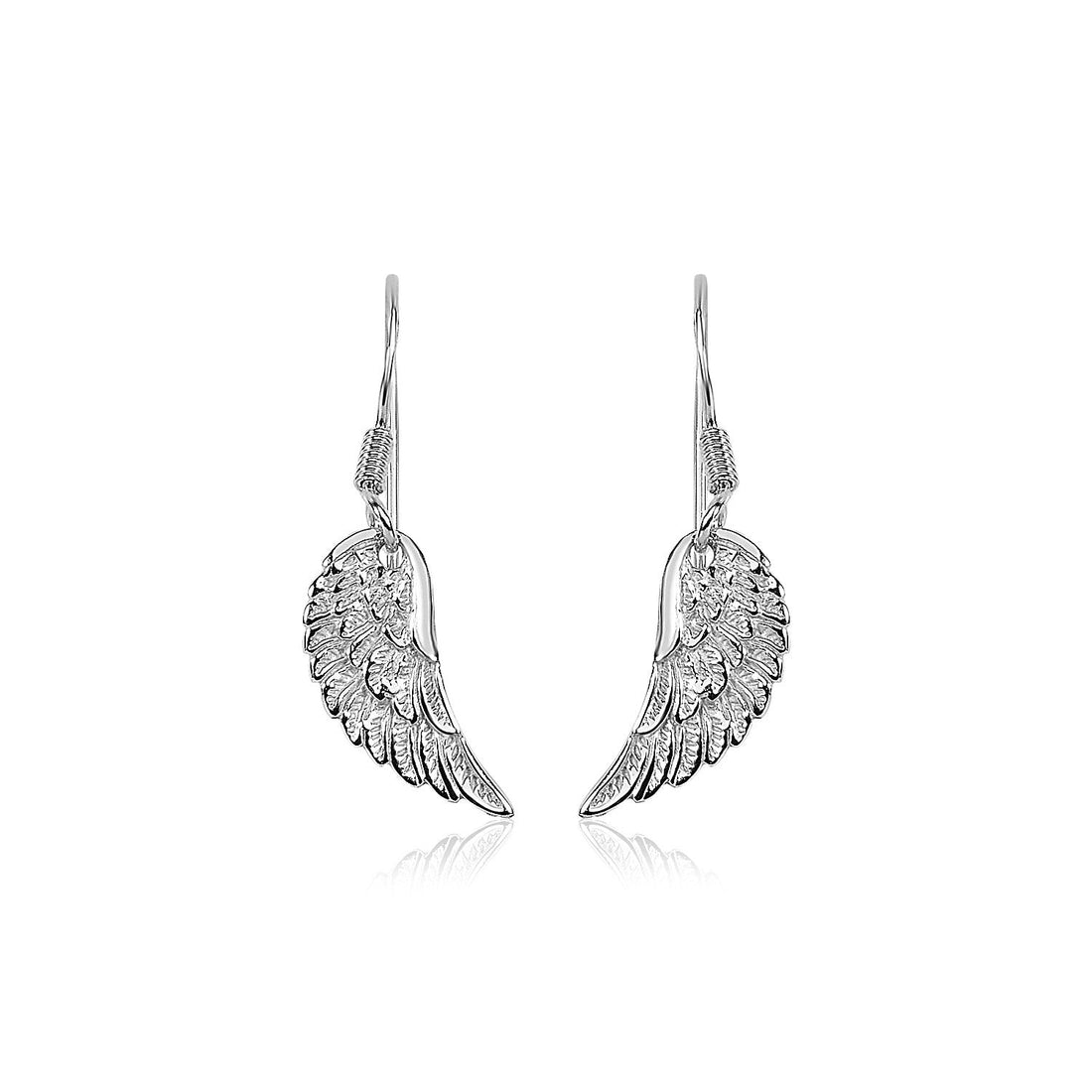 Sterling Silver Textured Angel Wing Earrings - Coolpeacock