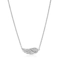 Sterling Silver Textured Angel Wing Necklace - Coolpeacock