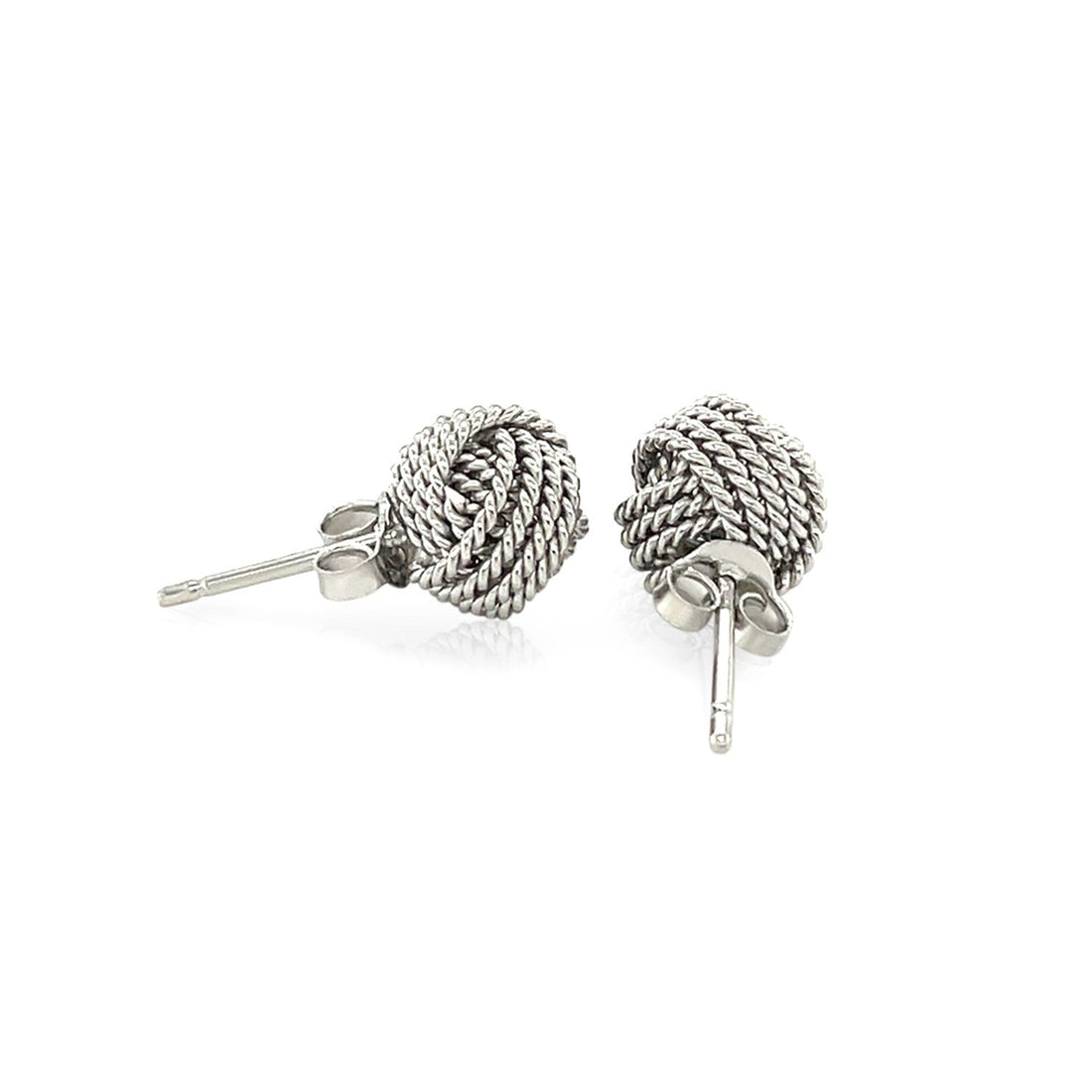 Sterling Silver Textured Love Knot Stud Style Earrings(9mm) - Coolpeacock