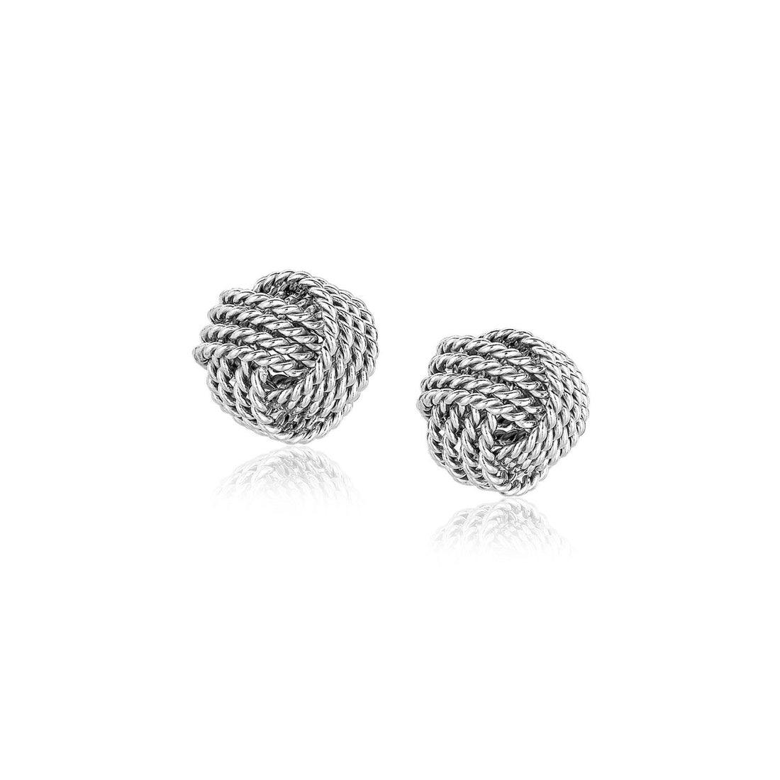 Sterling Silver Textured Love Knot Stud Style Earrings(9mm) - Coolpeacock