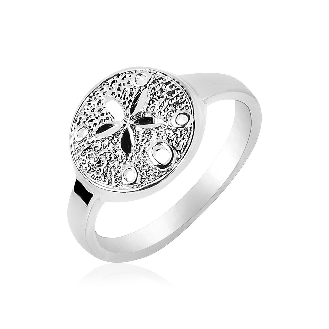 Sterling Silver Textured Sand Dollar Ring(2.50 mm) - Coolpeacock