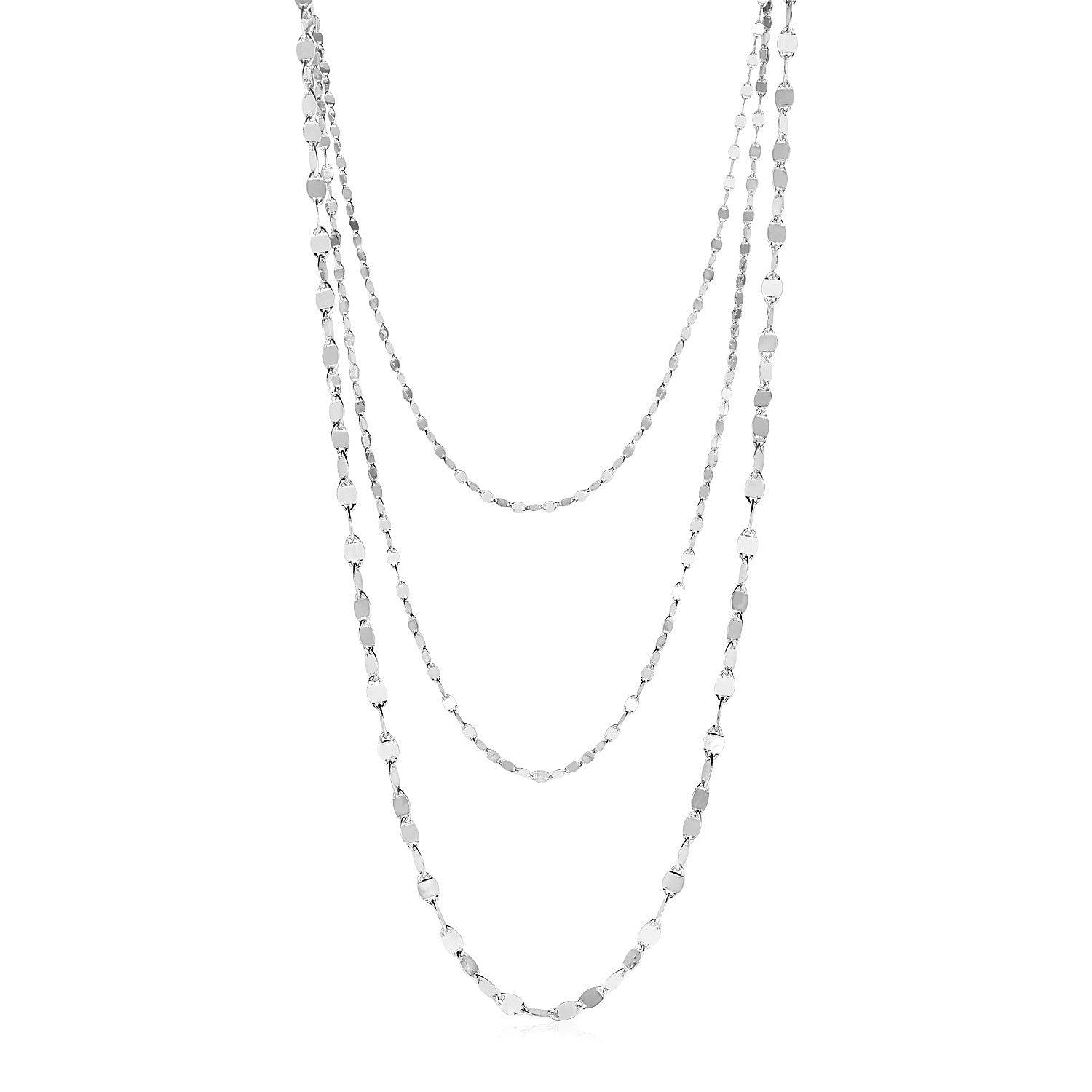 Sterling Silver Three Strand Marina Link Necklace - Coolpeacock