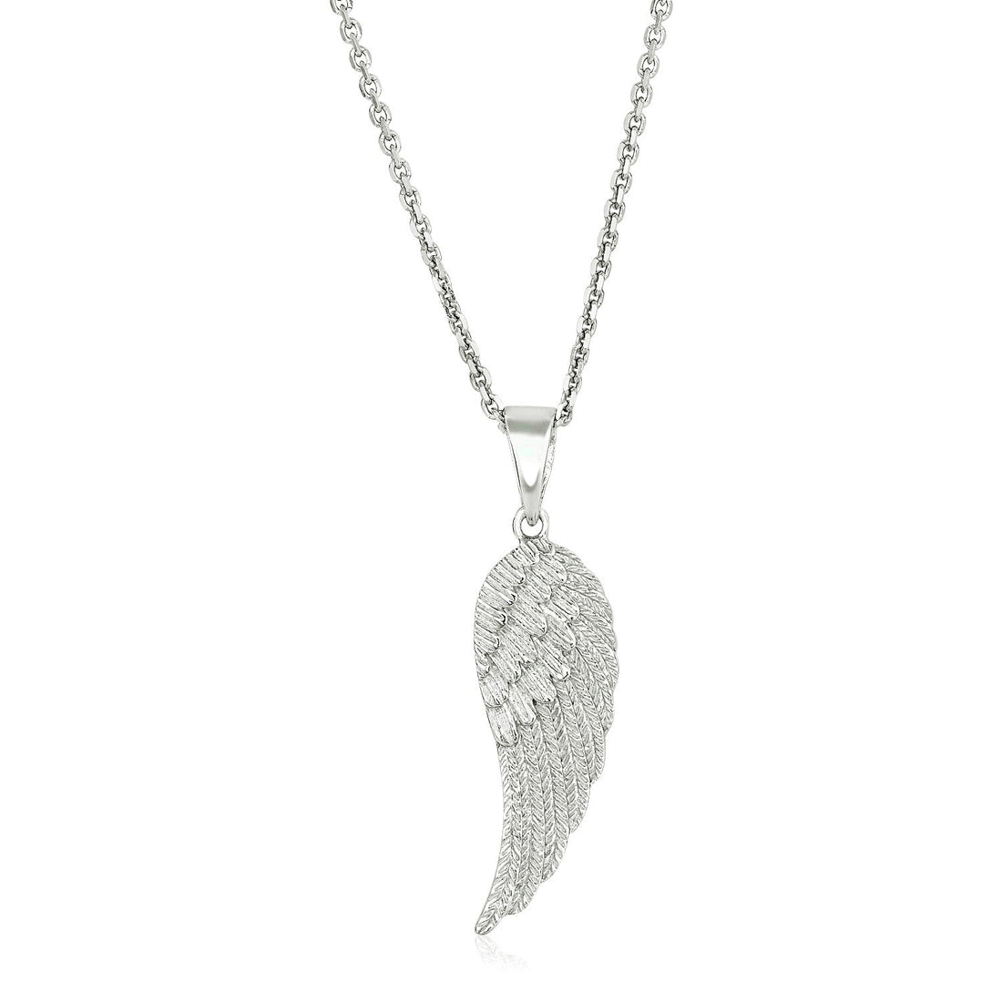 Sterling Silver with Large Textured Angel Wing Pendant - Coolpeacock