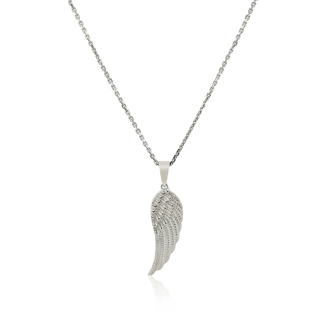 Sterling Silver with Large Textured Angel Wing Pendant - Coolpeacock