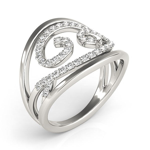 Swirl Design Diamond Ring in 14k White Gold (1/2 cttw) - Coolpeacock